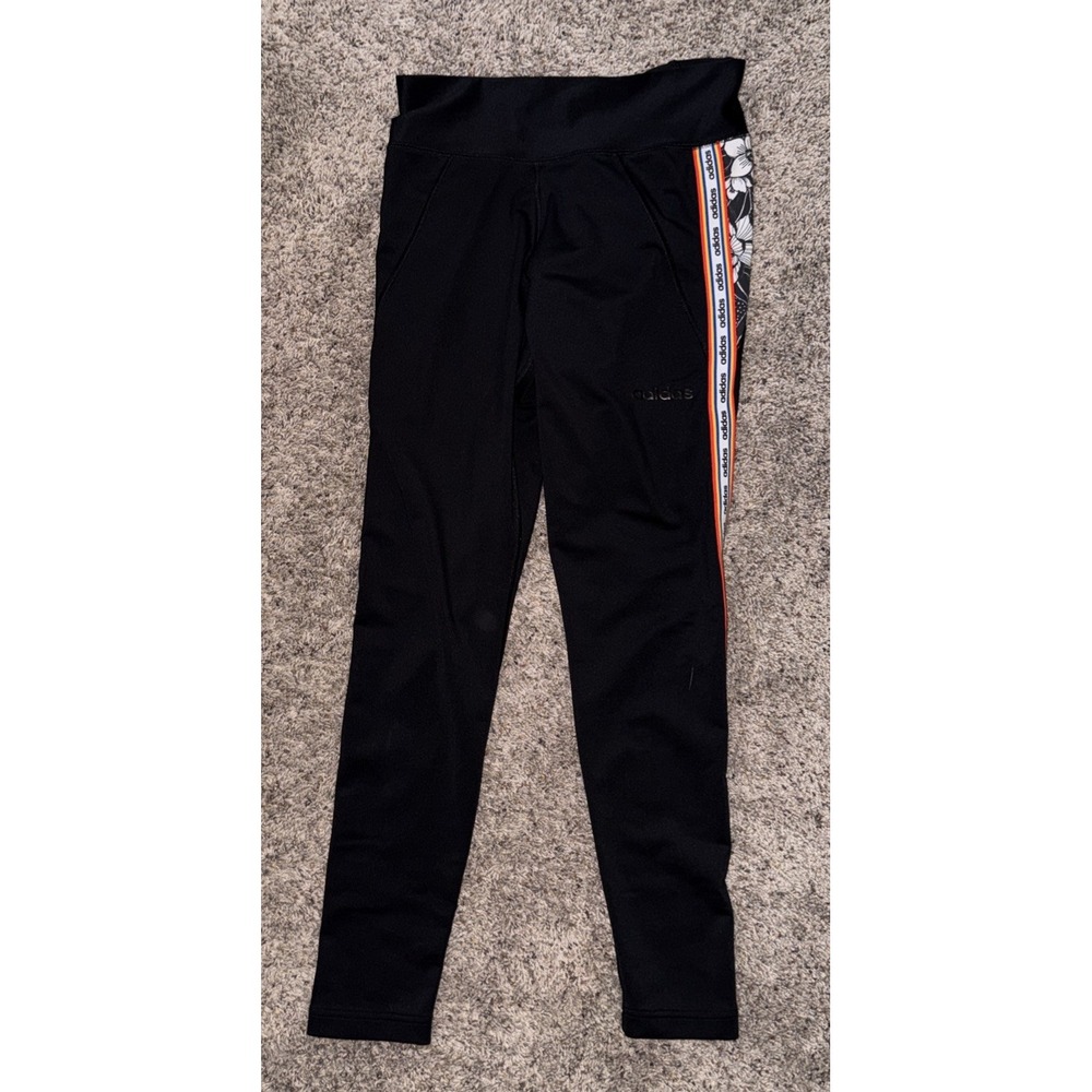 Adidas x FARM Rio Climalite Leggings Small Black Logo Tape Athletic Yoga Pants